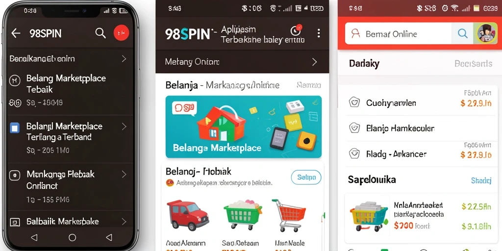 Tampilan antarmuka aplikasi 98SPIN yang user-friendly untuk berbelanja.