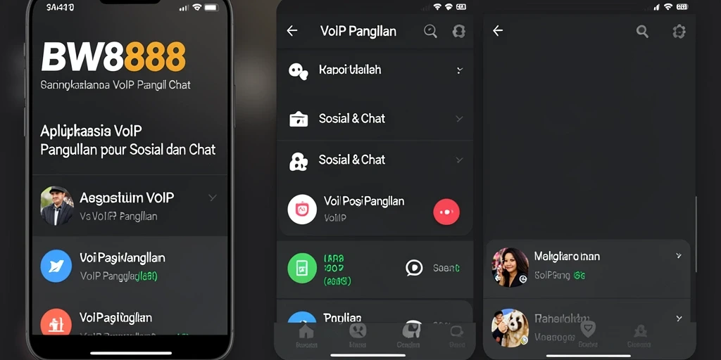 Tampilan antarmuka pengguna BW888 untuk panggilan VoIP.