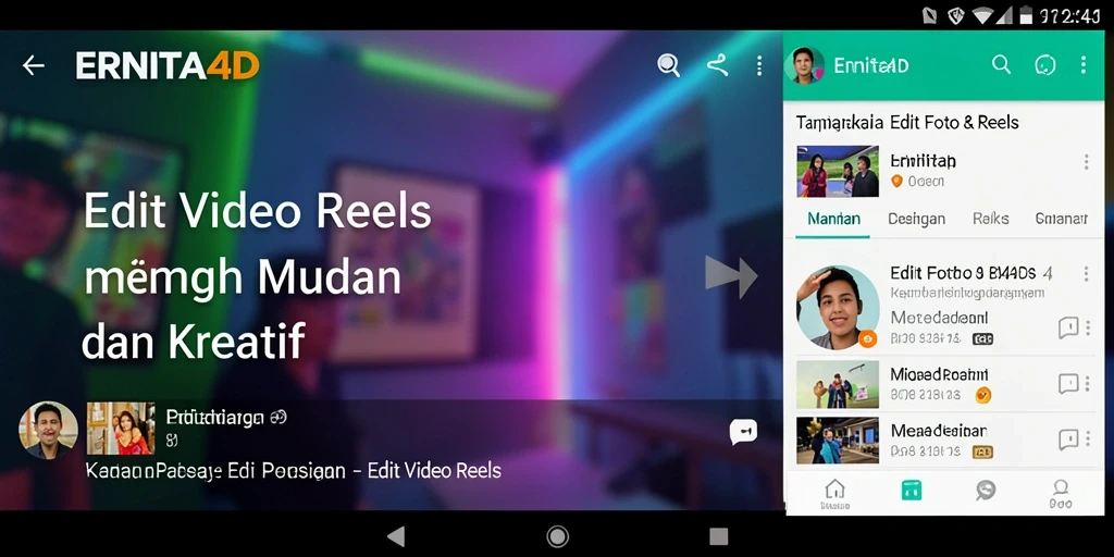 Antarmuka pengguna ERNITA4D yang intuitif dan menarik untuk Edit Video Reels.