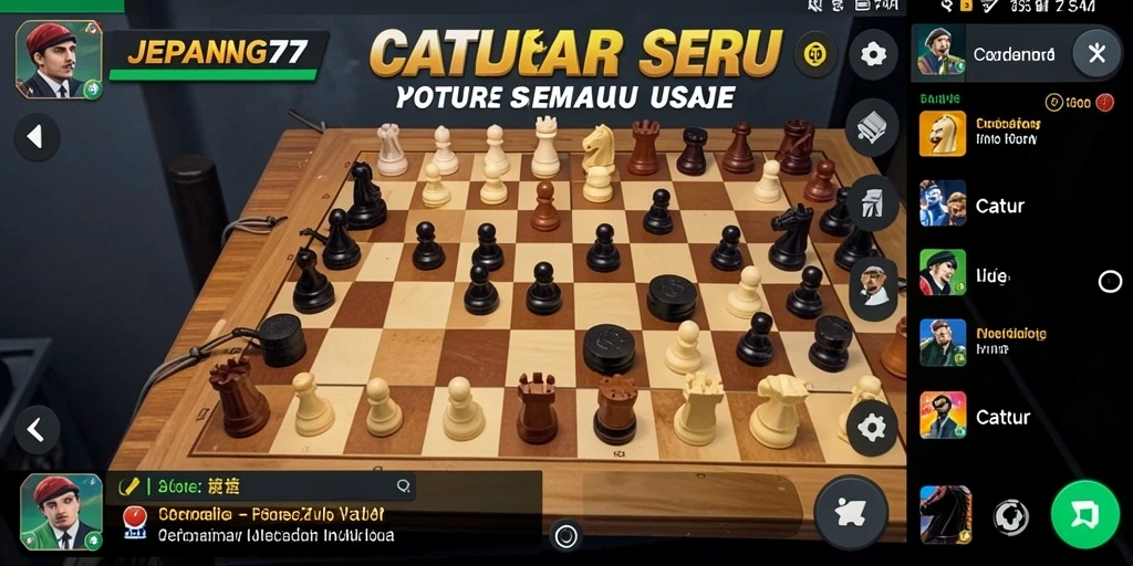 Tampilan antarmuka menarik dari JEPANG77 saat bermain Catur.