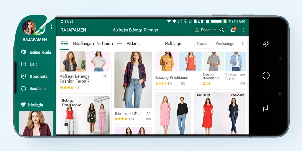 Tampilan antarmuka RAJAPAMEN memudahkan belanja fashion.