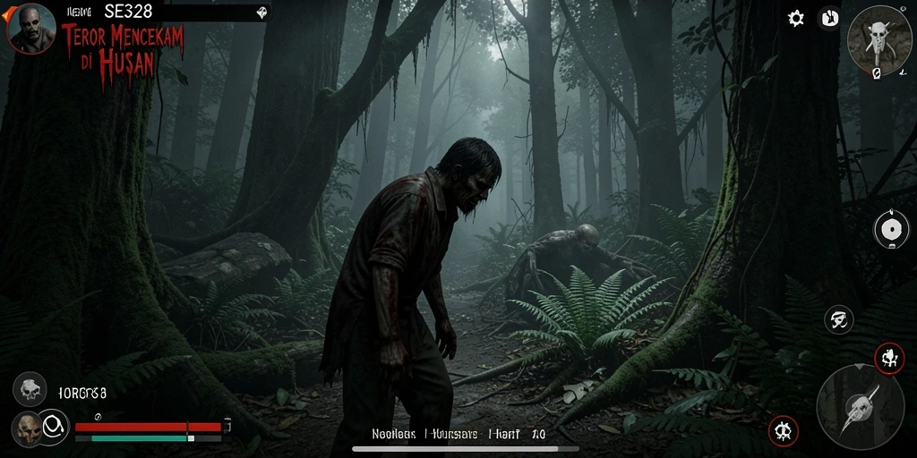 Tampilan menakutkan dari hutan dalam SE328 yang penuh misteri.