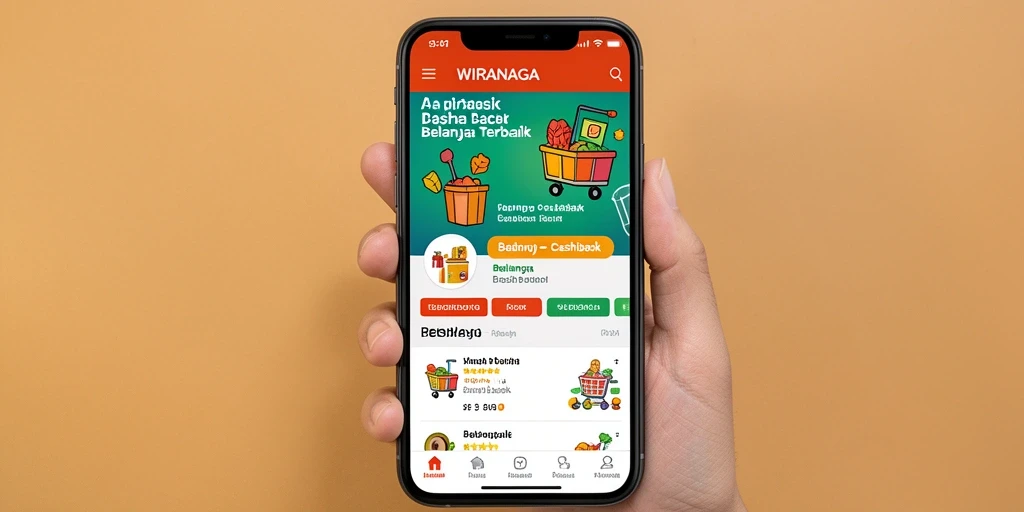 Antarmuka aplikasi WIRANAGA yang menarik dengan berbagai fitur Cashback.