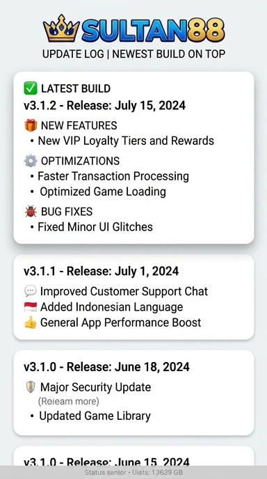 Riwayat Versi Terbaru sultan88 untuk Pengguna Android